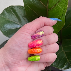 SPECTRUM | Rainbow WaterDrop Chrome Press On Nails | Rainbow Nails | Coffin Ballerina Stiletto Square Nails | High Quality Gel Nails