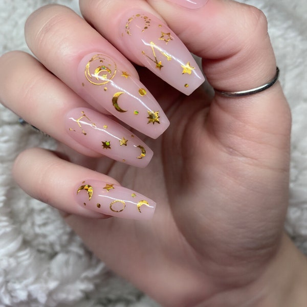 Moon and Star Nails Etsy