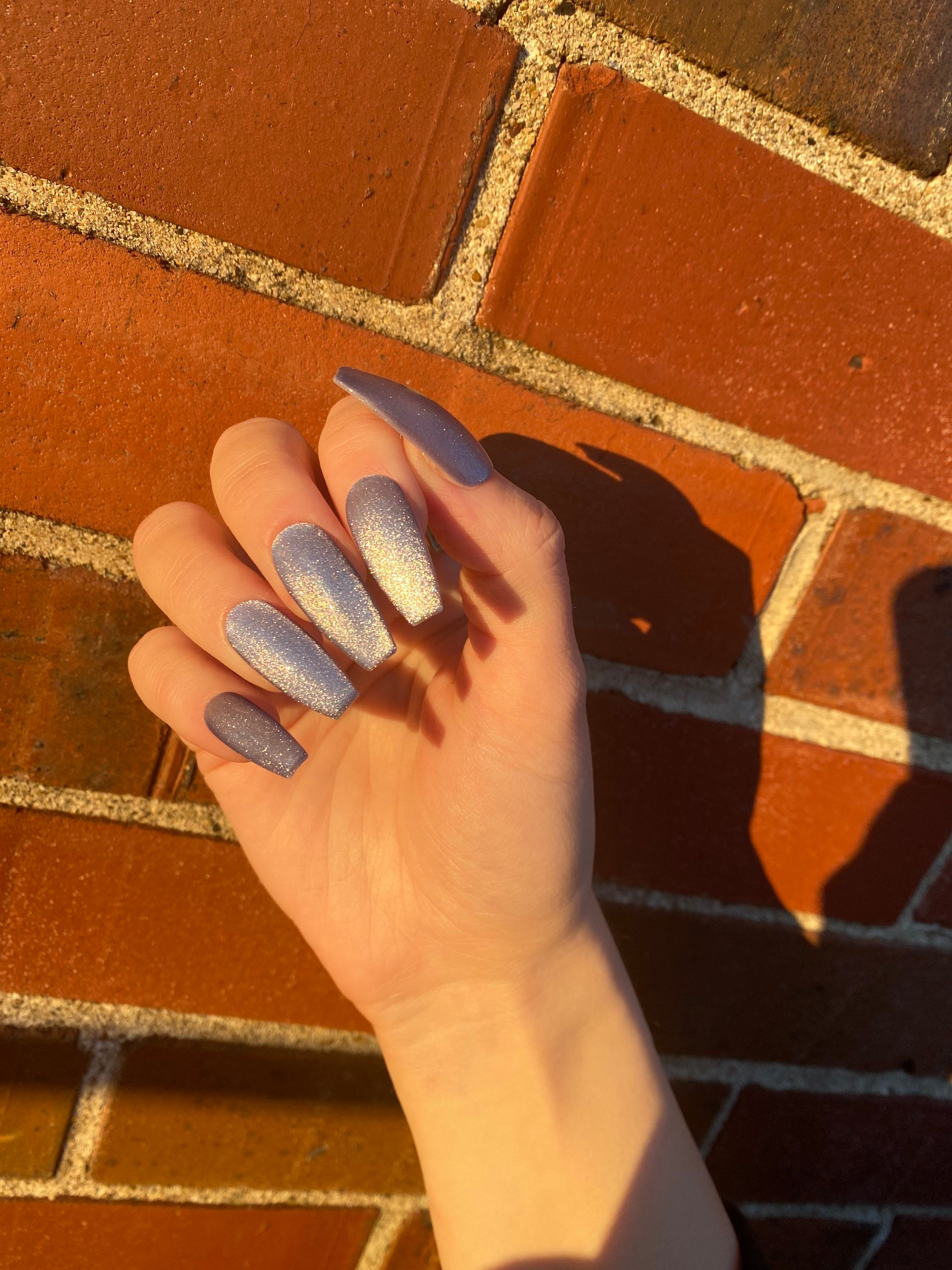Elsa Icy Blue Light Shifting Press On Nails Light Blue Etsy