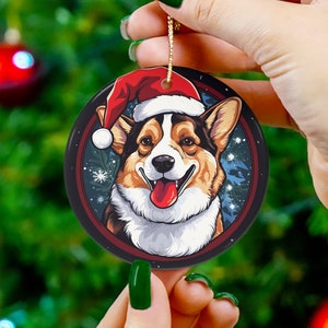 Welsh Corgi 3&quot; Keramisch Ornament, Kerstornament, Retro Kerstmis, Corgi Kerstornament, Corgi xmas Gift, xmas decor, Corgi Gift, Corgi xmas