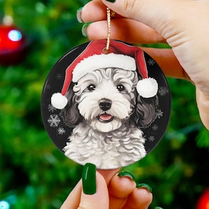 Maltipoo Puppy Christmas Ornament, 3&quot; Ceramic Ornament, Christmas ornament,Retro Xmas, Maltipoo Gift,xmas decor, Maltipoo Christmas Mom Gift
