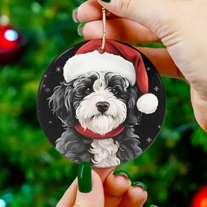 Maltipoo Christmas Ornament, 3&quot; Ceramic Ornament, Christmas ornament,Retro Xmas, Maltipoo Gift,xmas decor, Maltipoo Christmas Gift, Maltipoo