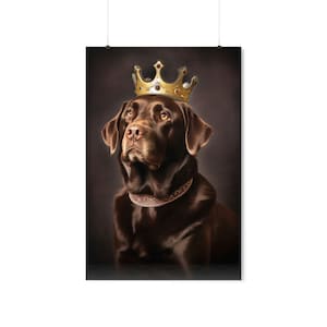 Chocolate Lab Royal Portrait Premium Matte Vertical AI Poster, Pet Portrait, Renaissance Dog Portrait,Royal Pet King Portrait, lab dog gift