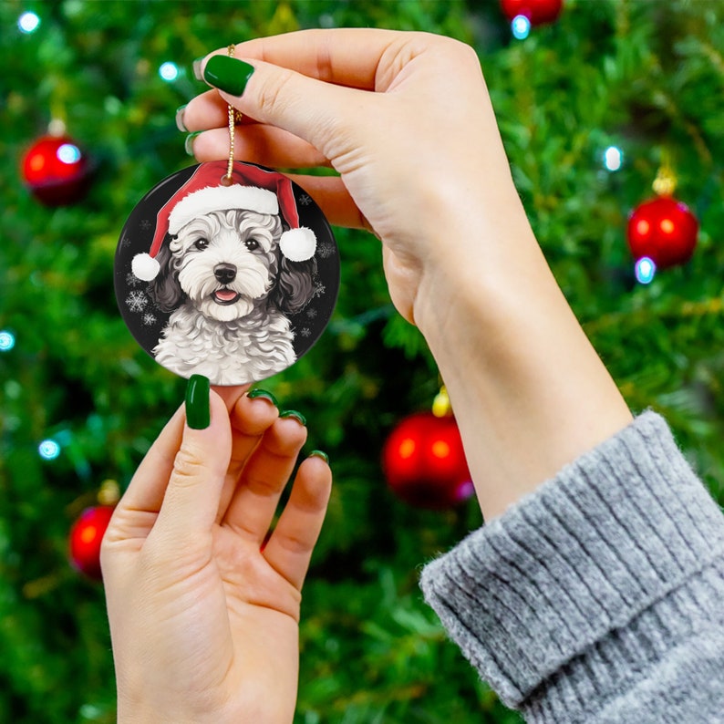 Maltipoo Puppy Christmas Ornament 3 Ceramic Ornament image 1