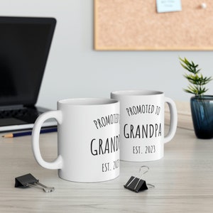 Promoted to Grandpa, Pregnancy Announcement, New Grandpa Gift, Grandma Grandpa Mug Set, New Baby Announcement Grandma Gift Ceramic Mug 11oz