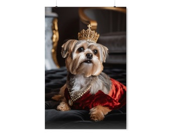 Morkie Royal Portrait Premium Matte Vertical AI Poster, Pet Portrait,Renaissance Dog Portrait,Royal Pet King Portrait,Morkie gift,Morkie art