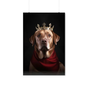 Red Fox Lab Royal Portrait Premium Matte Vertical AI Poster, Pet Portrait, Renaissance Dog Portrait,Royal Pet King Portrait,Red Fox Labrador