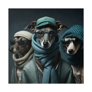 Italian Greyhound Crew  Digital Art - Matte Canvas, Stretched, 0.75, iggy, Greyhound crew, poster, AI