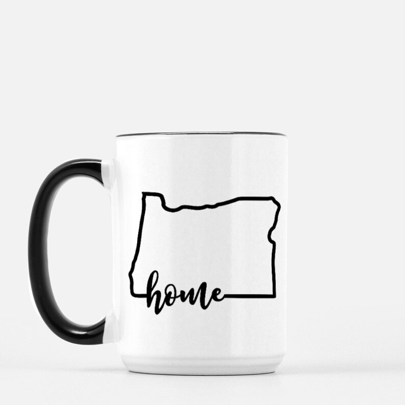 Stylish Oregon Outline with Home Mug - Holds 15oz of Your Favorite Drink Mug Deluxe 15oz. (Black + White) Oregon Home Ceramic Mug Oregon
