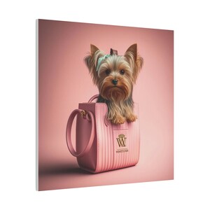 Yorkie in a Purse Digital Art - Matte Canvas, Stretched, 0.75&quot;, yorkie gifts, yorkie mom, AI, Yorkie poster