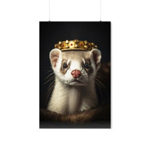 Ferret Royal Portrait Premium Matte Vertical AI Poster,Pet Portrait, Renaissance Ferret Portrait,Royal Pet King Portrait, Ferret Gift Poster