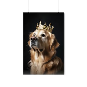 Golden Retriever Royal Portrait Premium Matte Vertical AI Poster,Pet Portrait,Renaissance Dog Portrait,Royal Pet Portrait,Golden Retriever