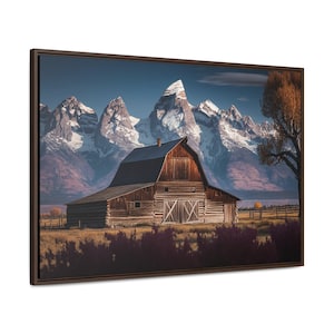 Grand Teton National Park Leinwand, Jackson Hole Wyoming, Moulton Barn Digital AI Print, Bauernhaus große Kunst, Galerie Leinwand Wraps, Wand-Dekor