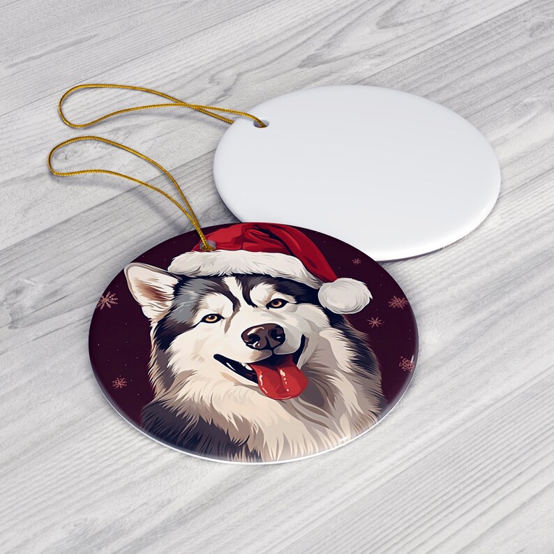 Transform your Christmas decor with our 3" ceramic Siberian Husky ornament featuring an adorable Santa Hat design. Perfect for dog lovers. Limited stock – order now for a festive touch!