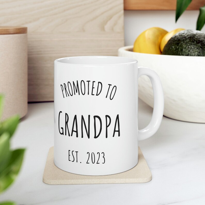 Promoted to Grandpa, Pregnancy Announcement, New Grandpa Gift, Grandma Grandpa Mug Set, New Baby Announcement Grandma Gift Ceramic Mug 11oz
