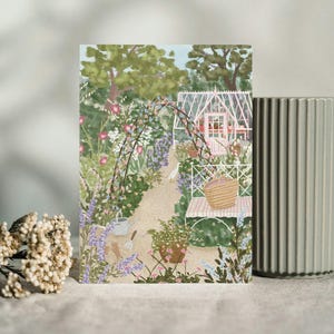 Biglietto d'auguri "Cottage Garden", biglietto da giardino, biglietto da giardiniere, biglietto floreale, biglietto con fauna selvatica, biglietto da giardino estivo, biglietto di compleanno, biglietto vuoto