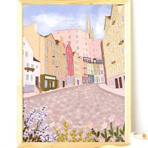 Edinburgh Victoria Street Poster | Pastell City Kunst | Schottische Reise-Wand-Dekor