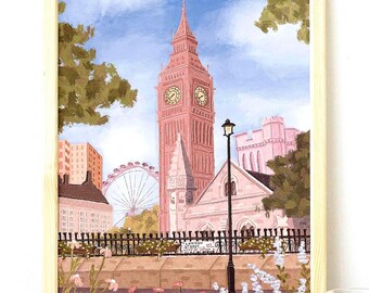 London City Print: Big Ben and London Eye
