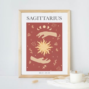 Sagittarius Zodiac Print, Custom Astrology Print, Sagittarius Wall Art, Sagittarius Gift, Sagittarius Wall Art, Horoscope Print