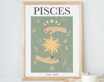 Pisces Zodiac Print, Custom Astrology Print, Pisces Wall Art, Pisces Gift, Pisces Wall Art, Horoscope Print