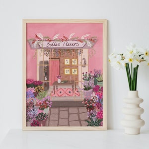 Flower Shop Print, Florist Art Print, Flower Shop, Floral wall art, Home decor, Florist gift, Floral Wall Decor, Housewarming gift, Pink Art