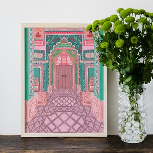 Patrika Gate, Patrika Gate art, Patrika Gate art print, Patrika Gate travel poster, Jaipur, Jaipur India art, Jaipur print, Travel print