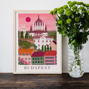 Impressão de Budapeste, pôster de viagem de Budapeste, impressão da Hungria, arte de parede de viagem, impressão da Europa, arte de parede da cidade de Budapeste, decoração vibrante para casa