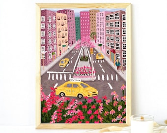 NYC Illustration Print: New York City Travel Poster