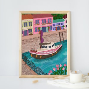 Cornwall Reisedruck, Padstow Poster, Cornish Kunstdruck, Cornwall England Druck, Meereskunst, lebendiges Geburtstagsgeschenk, Urlaubsandenken