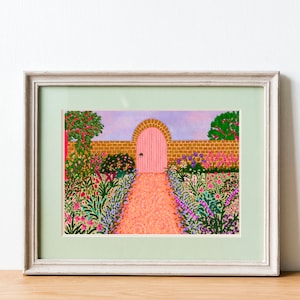Walled Garden Print, Cottagecore Floral Art, Fine Art Nature Print, Summer Garden Painting, Wildflowers Wall Gallery, Home Decor