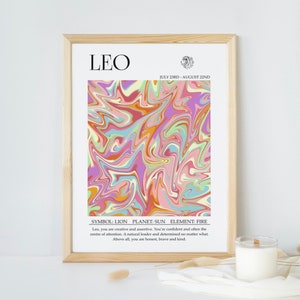 Leo Zodiac Print: Retro Astrology Star Sign Wall Art