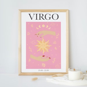 Impression d&#39;art zodiaque Vierge : cadeau astrologie personnalisé