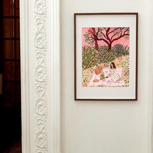 Mother and Child Cottagecore Print: Summer Garden Picnic Art image 7