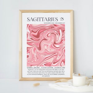 Sagittarius Zodiac Art Print, Custom Background Astrology Print, Zodiac Wall Art, Horoscope, Birthday Gift, Sagittarius Wall Art