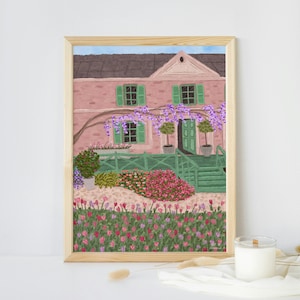 Monet&#39;s Garden House Print: Floral Impressionist Art