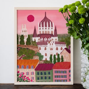 Budapest Print, Hungary Travel Poster, Vibrant City Wall Art, Pastel Budapest Decor, European Travel Gift, Romantic Cityscape Art