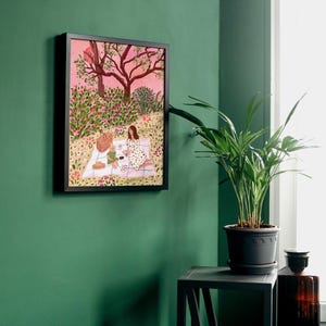 Mother and Child Cottagecore Print: Summer Garden Picnic Art image 5