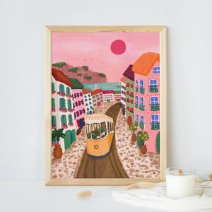 Impressão de Lisboa Portugal, pôster de viagem, impressão de arte de Portugal, arte de parede de Lisboa, impressão da Europa, arte de parede de viagem, presente vibrante