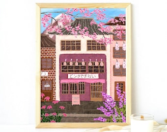 Tokyo Sakura Print: Japanese Wall Art, Travel Poster