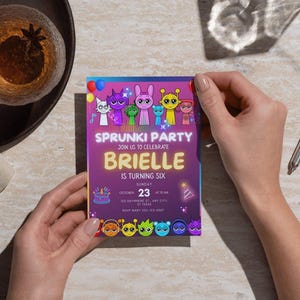Customizable Sprunki Girls Pink Birthday Invitation | Colorful ...