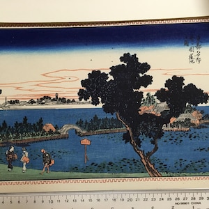 Ukiyo-e Woodblock Japanse Print &quot;Lotus Pond at Shinobugaoka&quot; door Hiroshige 34,0 * 22,8 cm M093