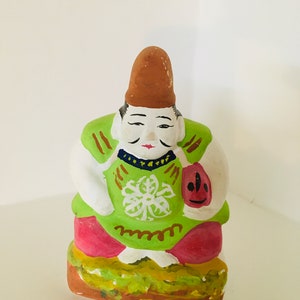 Japanische Folkcrafts Mingeihin &quot;Ebisu; Gott des Erfolgs im Geschäft&quot; mit einigen Schäden 7,5*5,5*11,0 cm M165