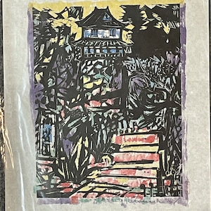 Shiko Munakata “Yagura stairs” reprinted in 1992 Japanese 34*30.8 cm Y-1236