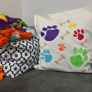 Puppy Paws Hand Painted Throw Pillow 20&quot; x 20&quot;