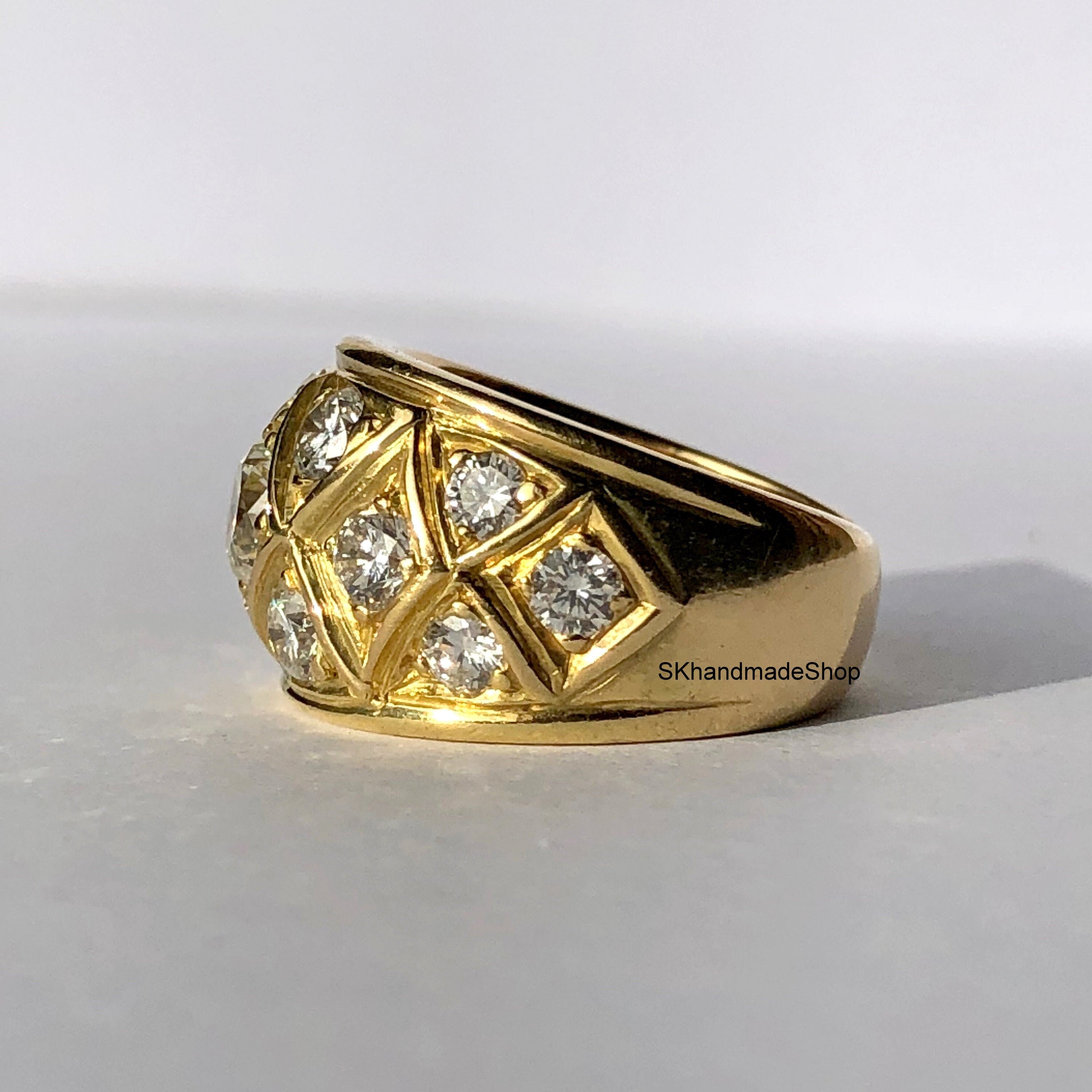 4.00 mm Round Cut Simulated Diamond Ring Moissanite Wedding | Etsy