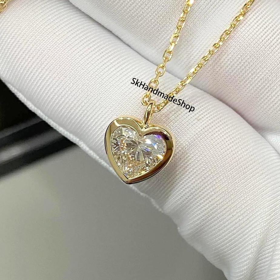 Pendentif Cœur En Or 18K Avec Diamants 0,10 Ct - Cadeau Fiançailles, Anniversaire