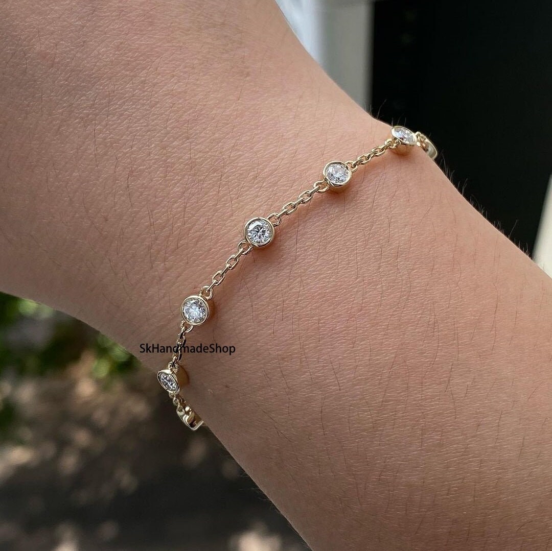 Dainty Diamond Tennis Bracelet Natural Dimond Bracelet 3.75 Etsy