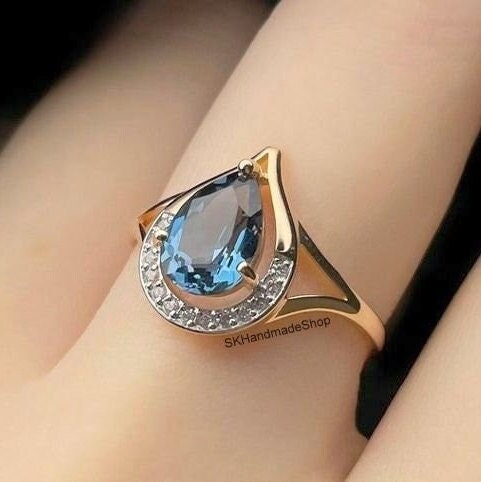Blue Topaz Ring Zales December Birthstone Rings 10x7 MM Pear Cut