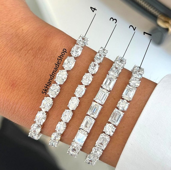 Tennisarmband, massives 10k Gold Damen Armband, Moissanit Diamant