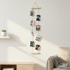 Portafotos, tablero de recuerdos decorativo de pared con luz LED, 12 impresiones gratis, portafotos con minipinzas